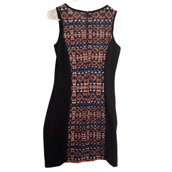 By&By Dress Size 5 Juniors Black Aztec Print Knit Mini Sleeveless Zip Closure - Picture 2 of 10